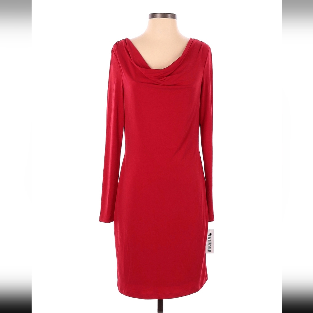 Marvin Richards Red Cowl Neck Long Sleeve Midi NWT Cocktail Party Dress